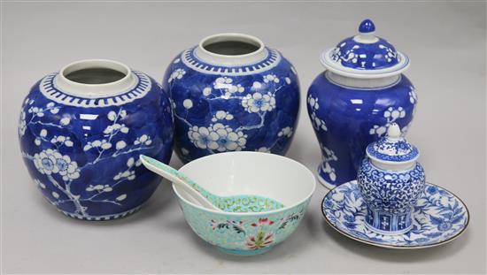 A collection of Chinese blue and white ceramics